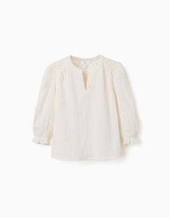 Blouse en coton à broderie anglaise et volants  - vertbaudet enfant