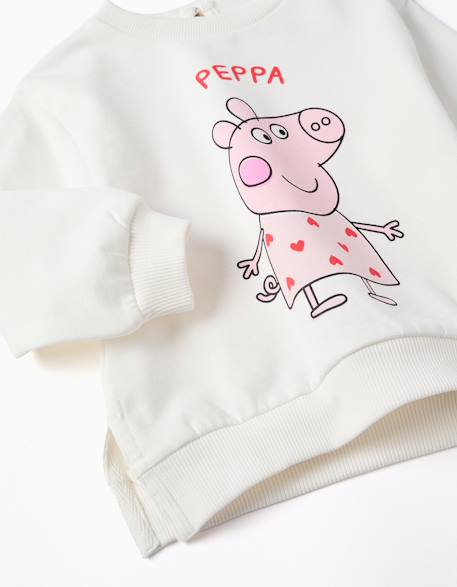 Sweat en coton peigné à imprimé peppa pig Blanc 3 - vertbaudet enfant 