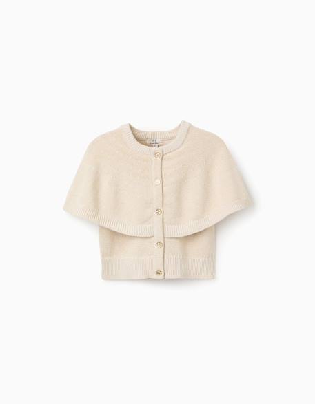 Cardigan en maille à manches cape et lurex Beige clair 1 - vertbaudet enfant 