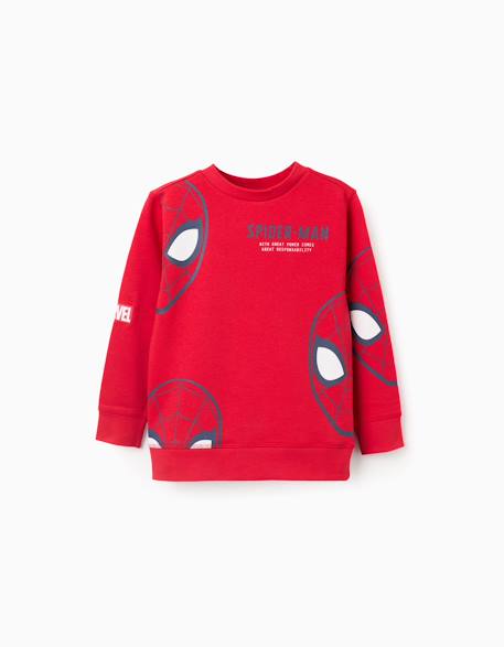 Garçon-Pull, gilet, sweat-Sweat en coton peigné avec imprimés spider-man