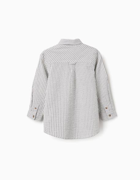 Chemise en coton à manches longues et rayures b&s Blanc 2 - vertbaudet enfant 