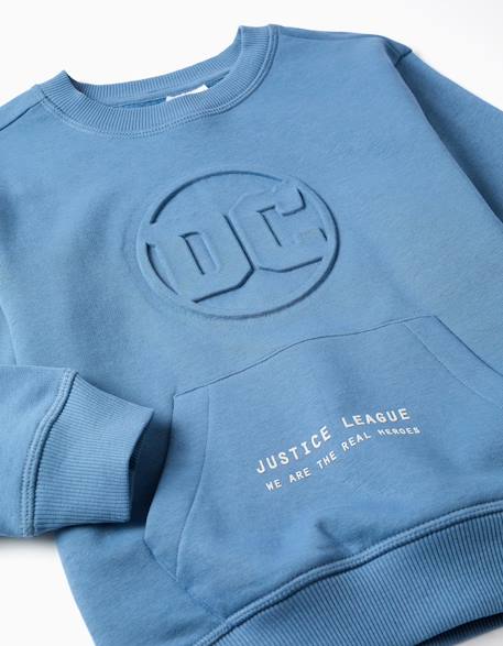 Sweat en coton peigné avec imprimés justice league Bleu 3 - vertbaudet enfant 