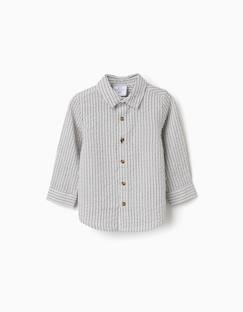 Bébé-Chemise, blouse-Chemise en coton à manches longues et rayures b&s