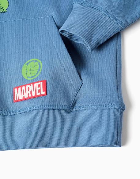 Sweat en coton peigné à capuche et imprimé hulk Bleu 4 - vertbaudet enfant 