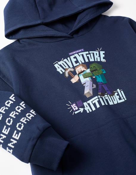 Sweat en coton peigné à capuche et imprimé minecraft Bleu foncé 3 - vertbaudet enfant 