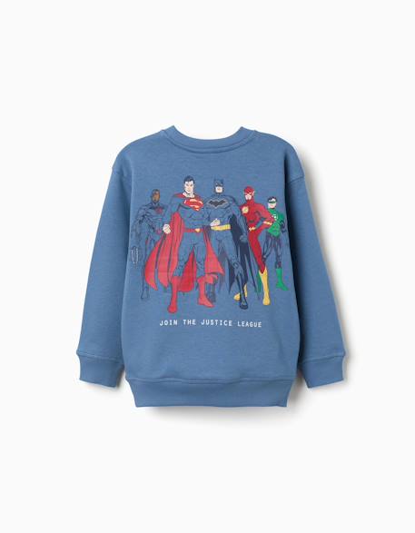 Sweat en coton peigné avec imprimés justice league Bleu 2 - vertbaudet enfant 