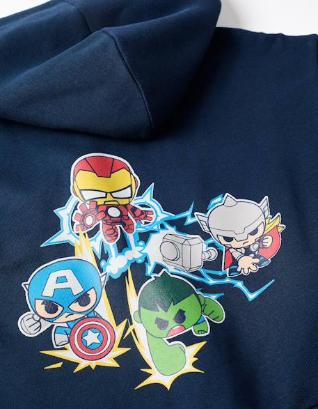 Sweat zippé en coton peigné à imprimé super friends Bleu foncé 4 - vertbaudet enfant 