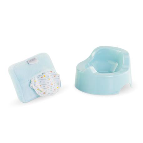 Pot & lingette 'étoiles' pour poupon 30 et 36 cm Bleu 1 - vertbaudet enfant 