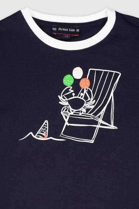 T-shirt en coton léger langoustine enfant - sérigraphie f blanc+- sérigraphie f marine dee 4 - vertbaudet enfant 