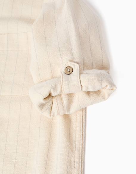 Chemise en lin à manches longues et rayures Beige 4 - vertbaudet enfant 