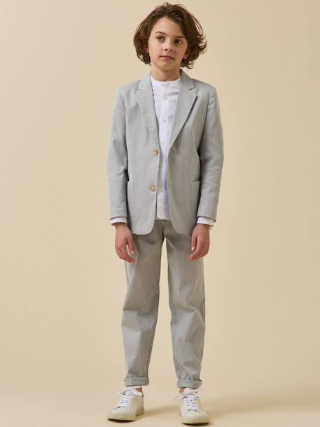 Pantalon de costume rayé garçon - collection fêtes et mariages Rayure bleu grise 5 - vertbaudet enfant 