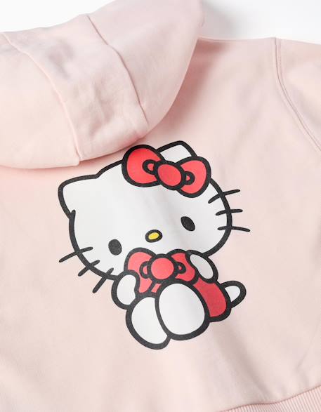 Sweat zippé en coton peigné à capuche et imprimé hello kitty Rose clair 4 - vertbaudet enfant 