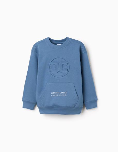 Sweat en coton peigné avec imprimés justice league Bleu 1 - vertbaudet enfant 