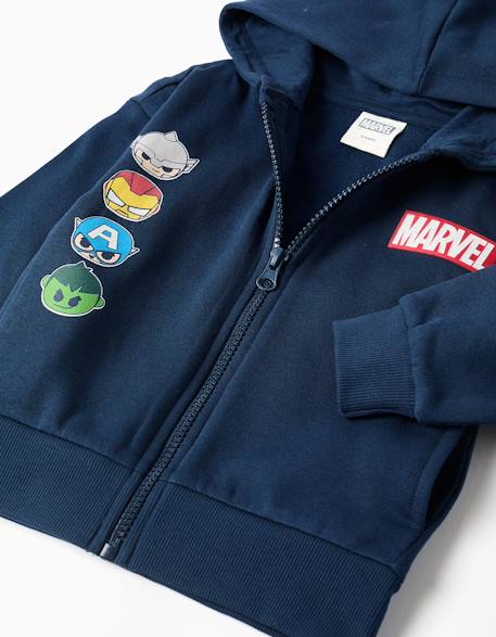 Sweat zippé en coton peigné à imprimé super friends Bleu foncé 3 - vertbaudet enfant 