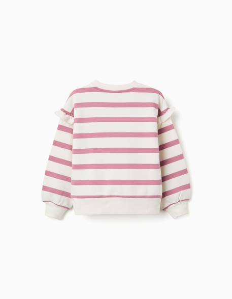 Sweat en coton peigné à rayures et imprimé stitch Rose foncé 2 - vertbaudet enfant 