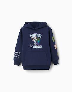 -Sweat en coton peigné à capuche et imprimé minecraft