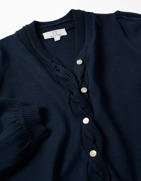 Cardigan en maille avec détails tressés Bleu foncé 3 - vertbaudet enfant 