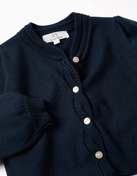 Cardigan en maille avec détails tressés Bleu+Rouge foncé 3 - vertbaudet enfant 