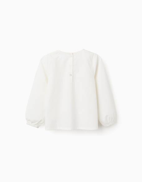Blouse en popeline à manches longues et plis Blanc 2 - vertbaudet enfant 