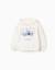 Sweat en coton peigné à capuche et imprimé stitch Blanc 1 - vertbaudet enfant 
