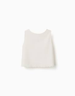 -Blouse sans manches évasée à ourlet festonné