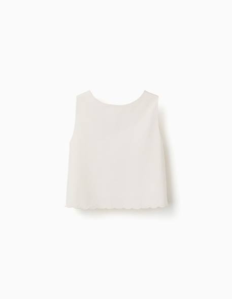 Fille-Blouse sans manches évasée à ourlet festonné