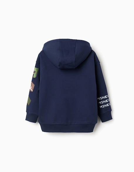 Sweat en coton peigné à capuche et imprimé minecraft Bleu foncé 2 - vertbaudet enfant 