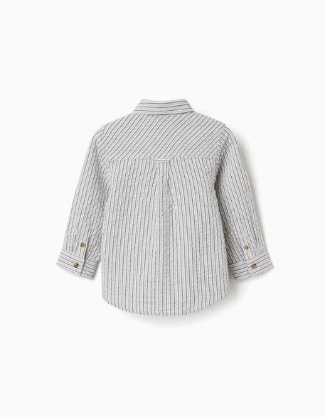 Chemise en coton à manches longues et rayures b&s Blanc 2 - vertbaudet enfant 