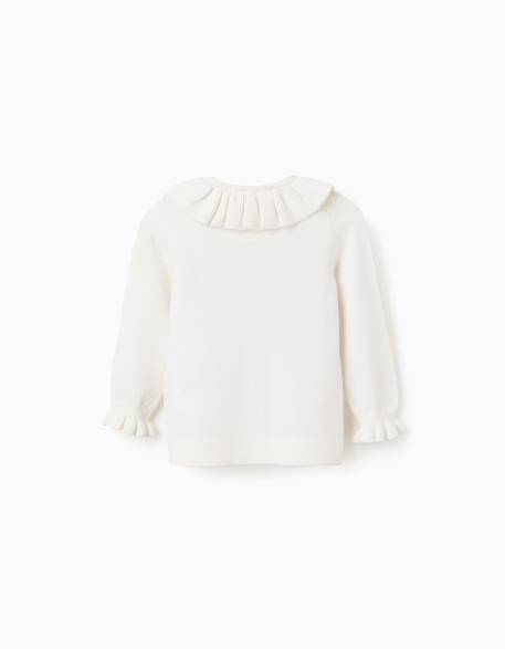 Cardigan en maille avec col et poignets à volants Blanc 2 - vertbaudet enfant 