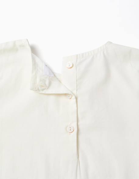 Blouse en popeline à manches longues et plis Blanc 4 - vertbaudet enfant 