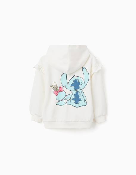 Sweat zippé en coton à capuche et imprimés stitch Blanc 2 - vertbaudet enfant 