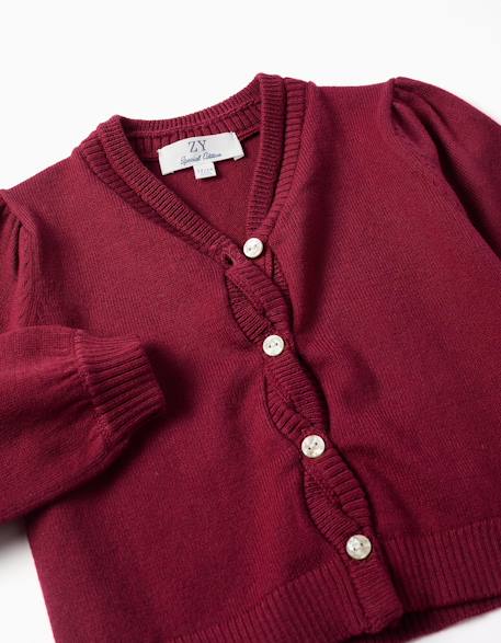 Cardigan en maille avec détails tressés Bleu+Rouge foncé 6 - vertbaudet enfant 