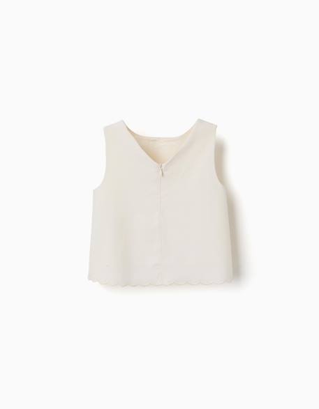 Blouse sans manches évasée à ourlet festonné Blanc 2 - vertbaudet enfant 
