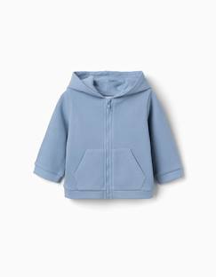 -Sweat zippé en coton à texture gaufrée et capuche