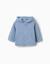 Sweat zippé en coton à texture gaufrée et capuche Bleu clair 1 - vertbaudet enfant 
