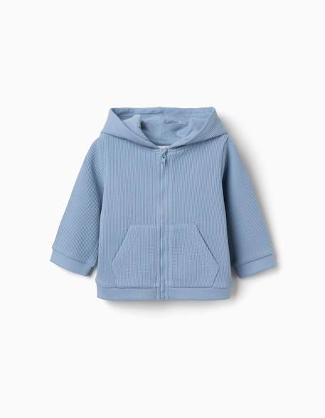 Bébé-Sweat zippé en coton à texture gaufrée et capuche