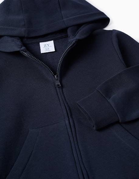 Sweat zippé avec capuche et poches Bleu foncé 3 - vertbaudet enfant 