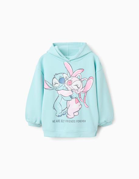 Fille-Sweat en coton à capuche et imprimé stitch