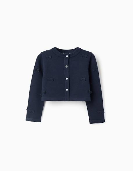 Fille-Pull, gilet, sweat-Gilet-Cardigan en maille court avec nœuds