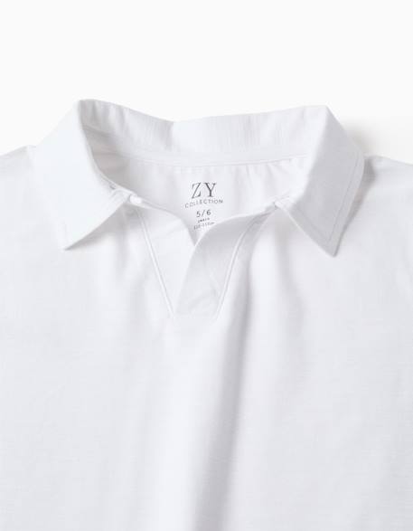 Polo en coton à jacquard Blanc+Vert foncé 3 - vertbaudet enfant 