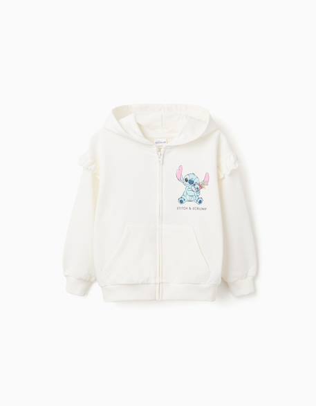 Fille-Sweat zippé en coton à capuche et imprimés stitch