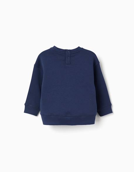 Sweat en coton peigné à imprimé super friends Bleu foncé 2 - vertbaudet enfant 