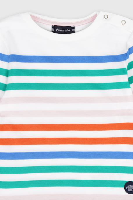 Marinière multicolore - coton bébé - blanc / blue saphir / ic 2 - vertbaudet enfant 