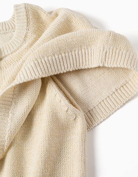 Cardigan en maille à manches cape et lurex Beige clair 4 - vertbaudet enfant 