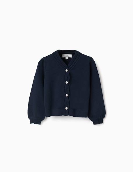 Cardigan en maille avec détails tressés Bleu+Rouge foncé 1 - vertbaudet enfant 