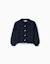 Cardigan en maille avec détails tressés Bleu+Rouge foncé 1 - vertbaudet enfant 