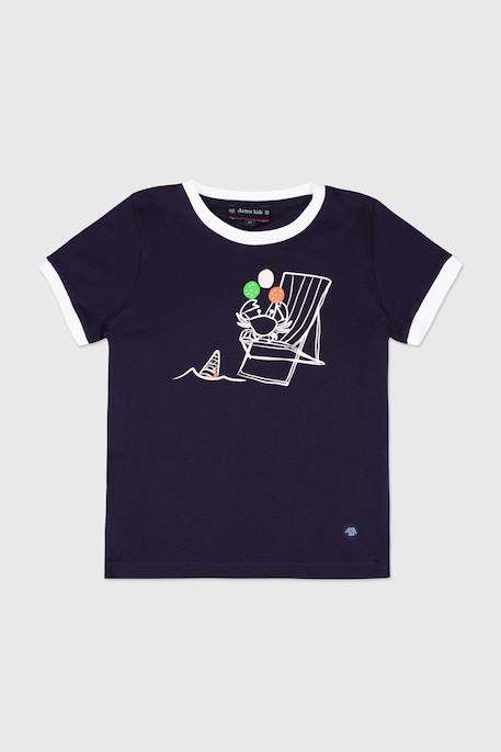 T-shirt en coton léger langoustine enfant - sérigraphie f blanc+- sérigraphie f marine dee 3 - vertbaudet enfant 