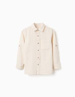Chemise en lin à manches longues et rayures  - vertbaudet enfant