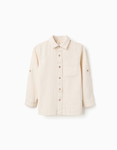 Garçon-Chemise en lin à manches longues et rayures