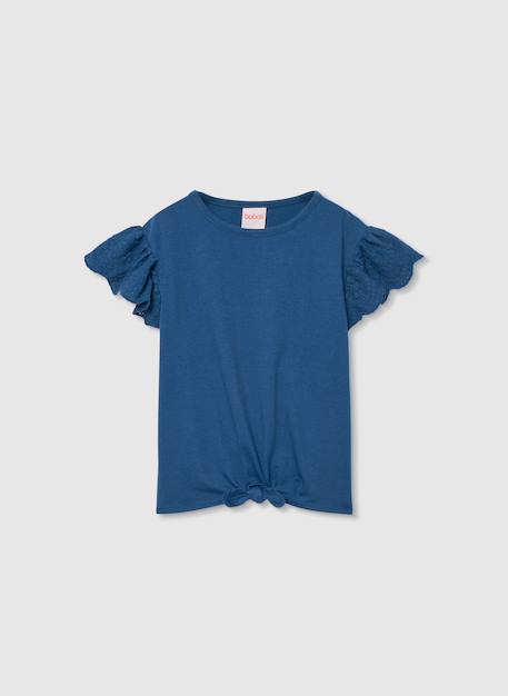 T-shirt fille bleu avec volants Bleu 1 - vertbaudet enfant 